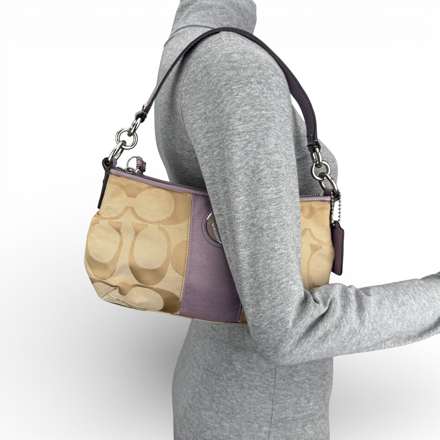 COACH SIGNATURE LILAC JACQUARD STRIPE BAG