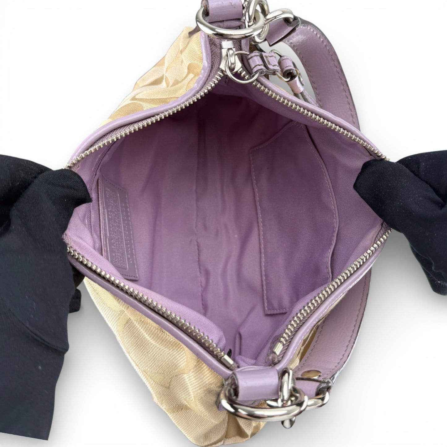 COACH SIGNATURE LILAC JACQUARD STRIPE BAG