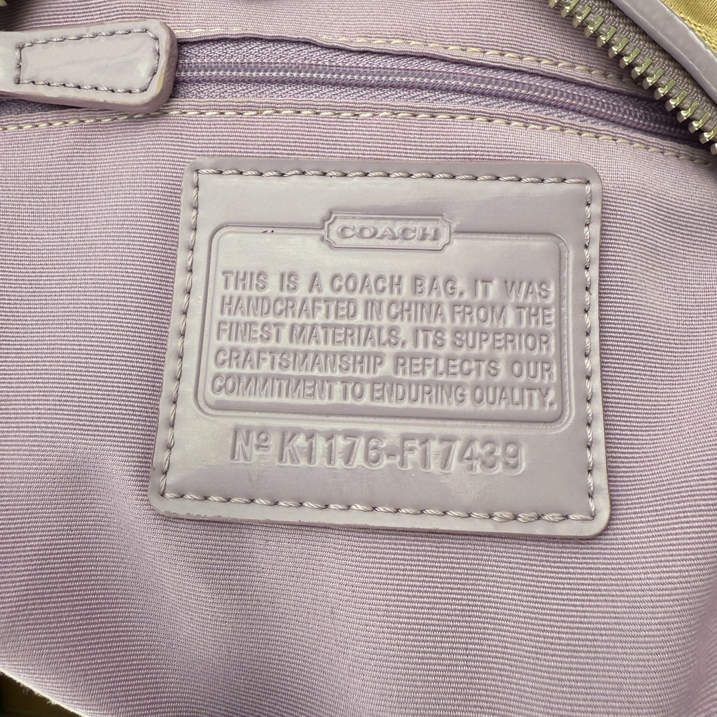 COACH SIGNATURE LILAC JACQUARD STRIPE BAG
