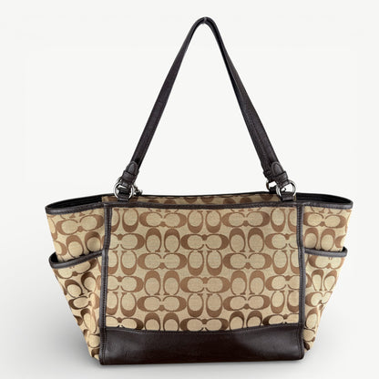 COACH SIGNATURE BROWN SHOPPER BAG