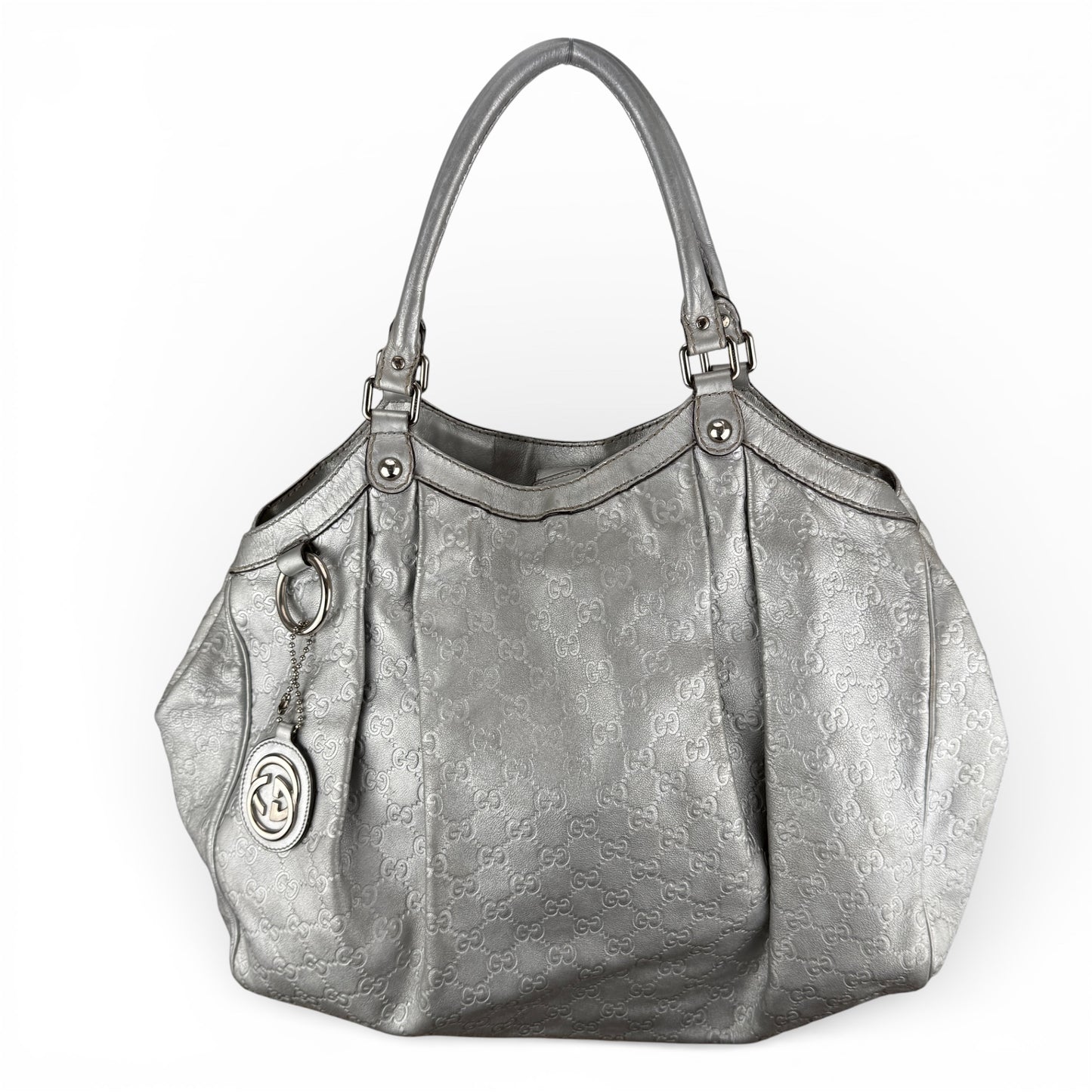 GUCCI GG LARGE SUKEY TOTE BAG SILVER