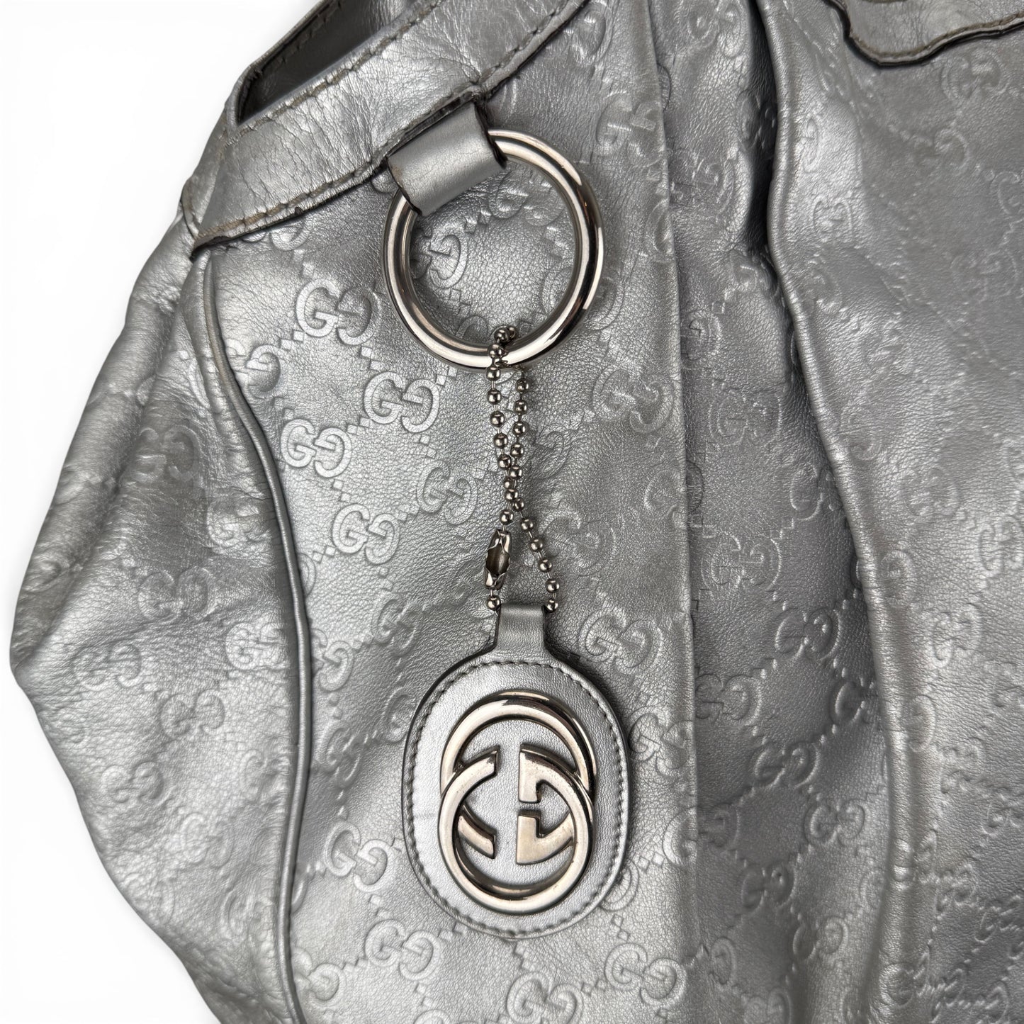 GUCCI GG LARGE SUKEY TOTE BAG SILVER