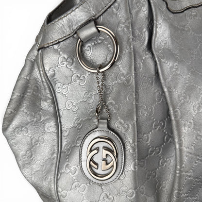 GUCCI GG LARGE SUKEY TOTE BAG SILVER
