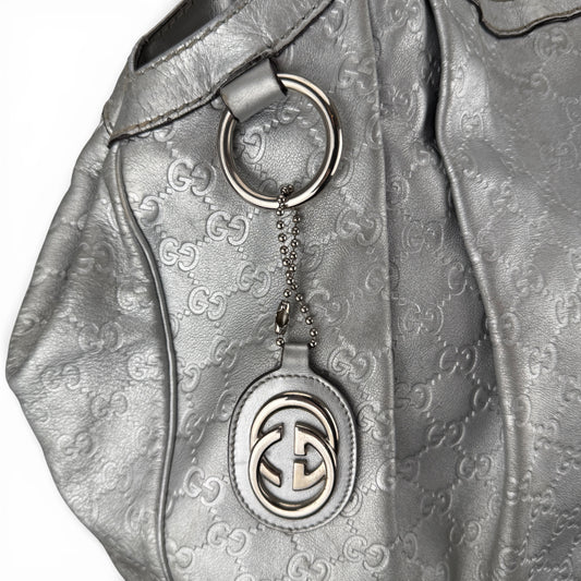 GUCCI GG LARGE SUKEY TOTE BAG SILVER
