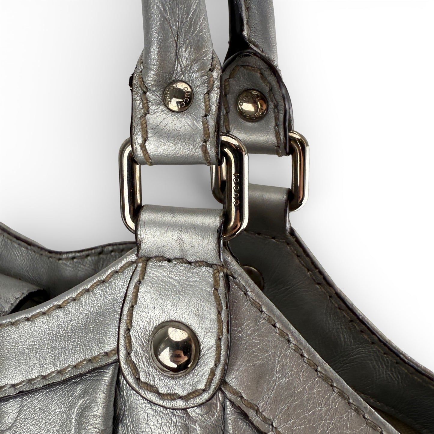 GUCCI GG LARGE SUKEY TOTE BAG SILVER