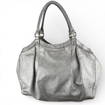 GUCCI GG LARGE SUKEY TOTE BAG SILVER