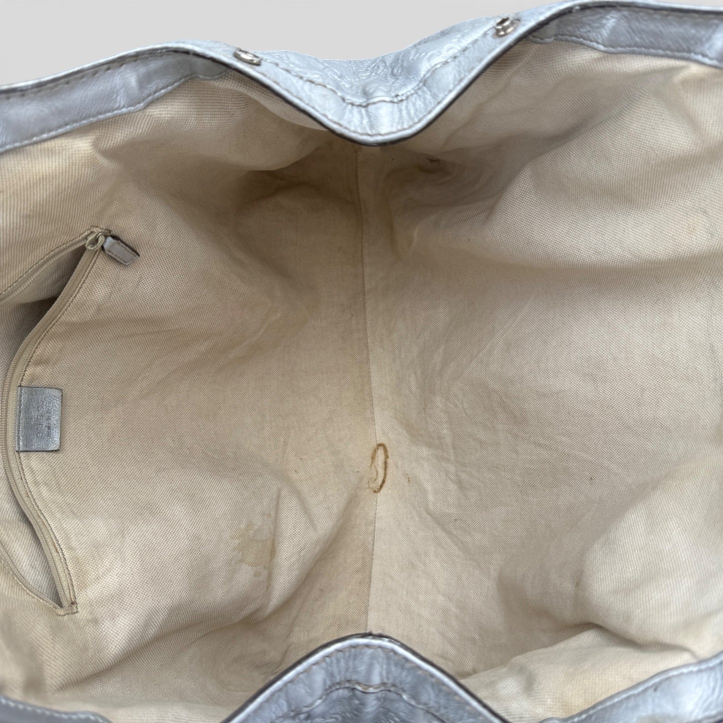 GUCCI GG LARGE SUKEY TOTE BAG SILVER