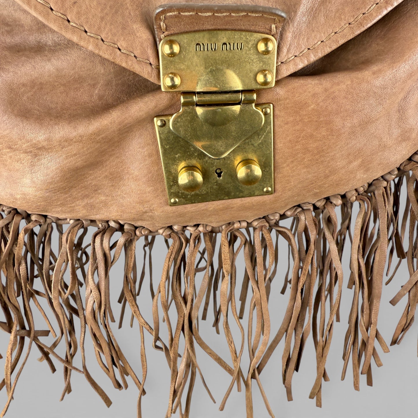 MIU MIU FRINGED HOBO BAG NAPPA AVIATOR