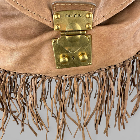 MIU MIU FRINGED HOBO BAG NAPPA AVIATOR