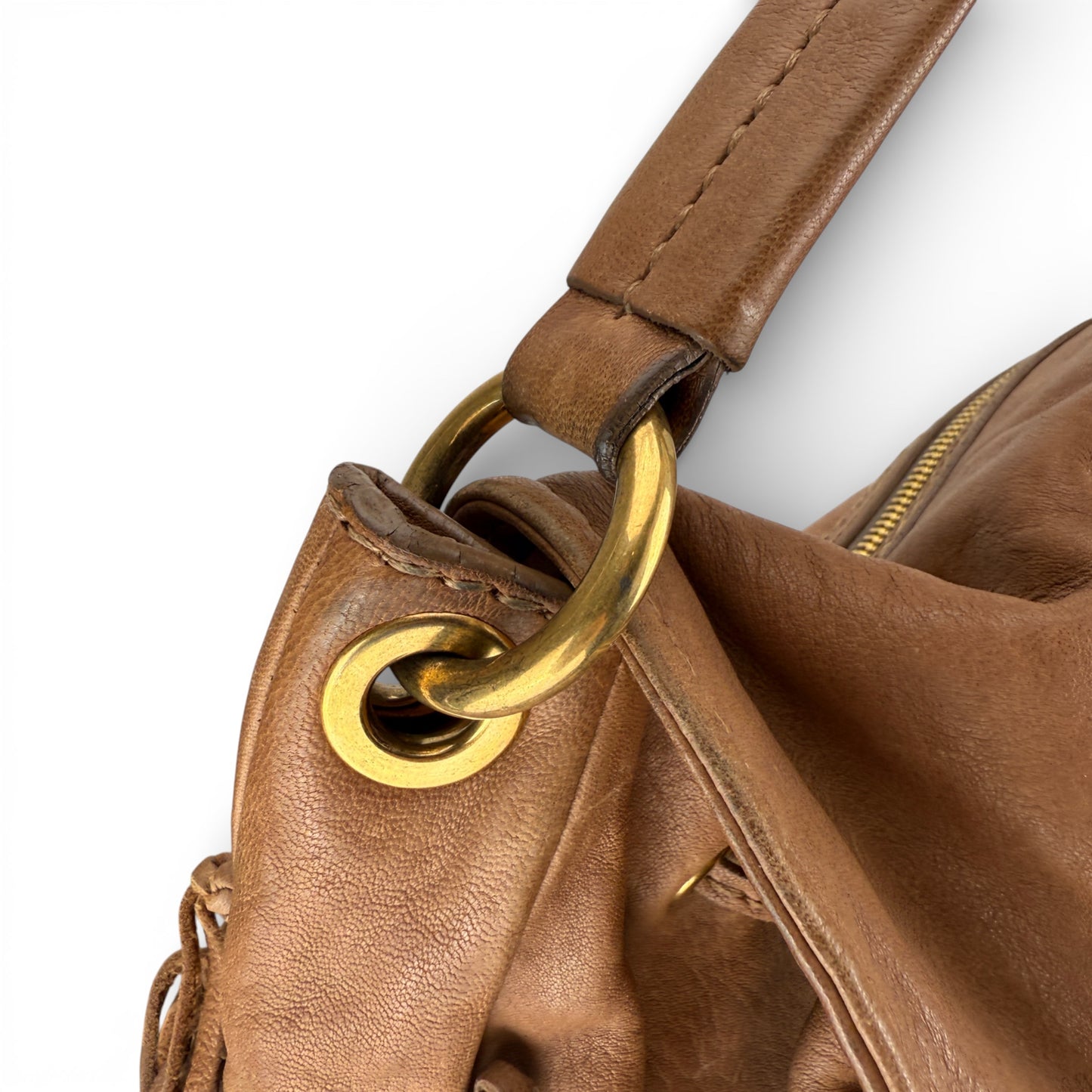 MIU MIU FRINGED HOBO BAG NAPPA AVIATOR