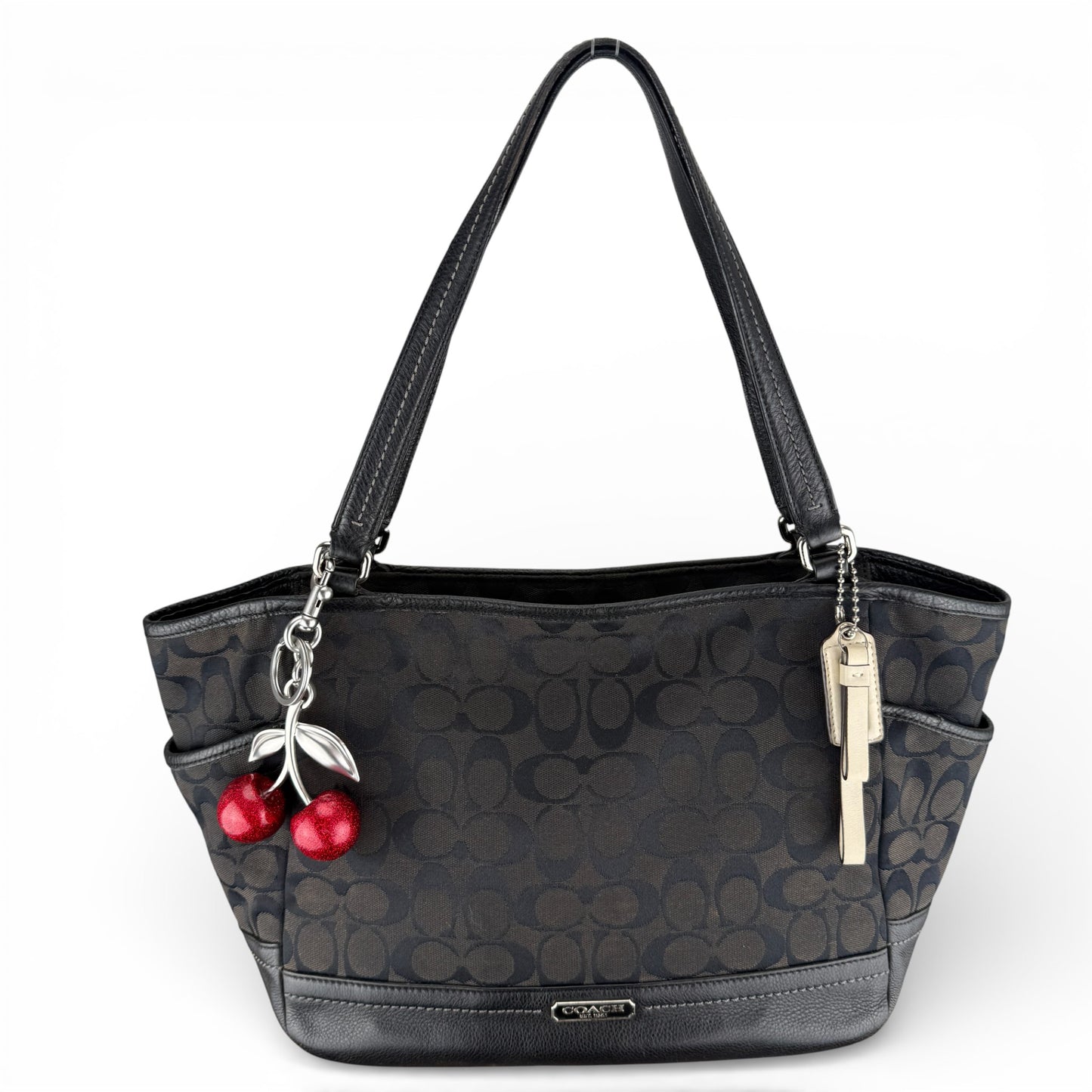 COACH SIGNATURE BLACK SHOPPER BAG
