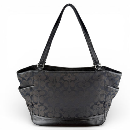 COACH SIGNATURE BLACK SHOPPER BAG