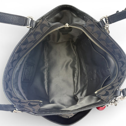 COACH SIGNATURE BLACK SHOPPER BAG