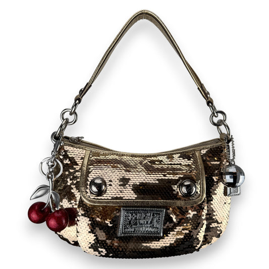 COACH SIGNATURE POPPY GROOVY GOLD SEQUIN CROSSBODY BAG