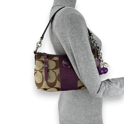 COACH SIGNATURE JACQUARD PURPLE STRIPE BAG