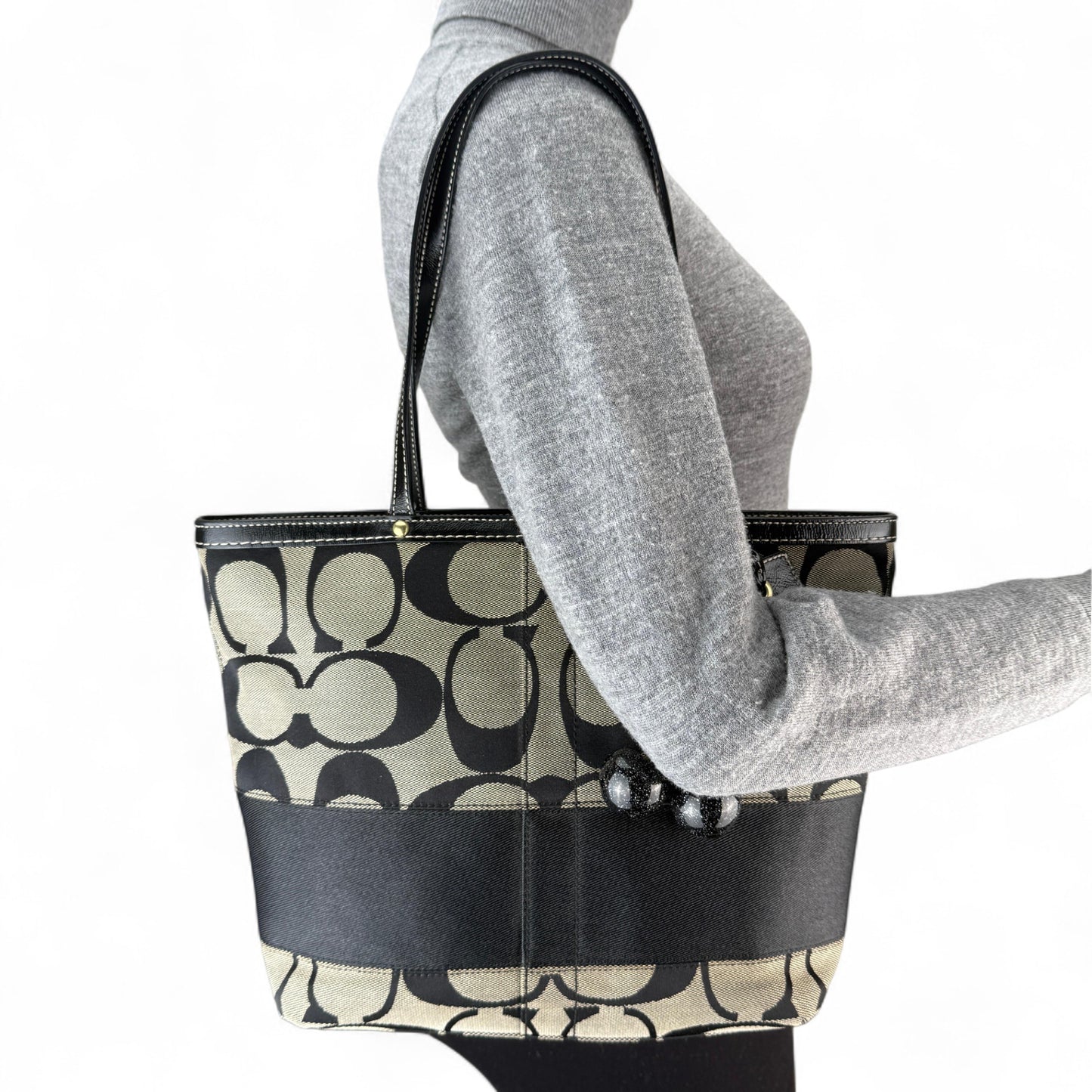 COACH SIGNATURE STRIPE REVERSIBLE TOTE