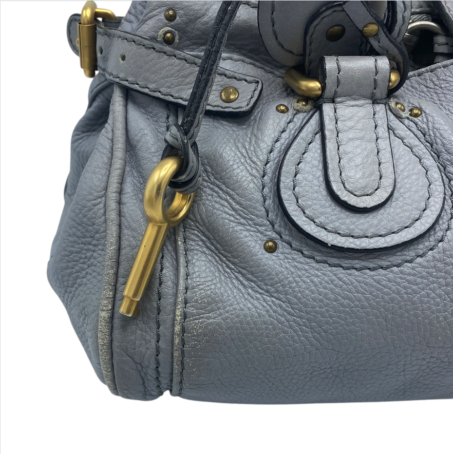 CHLOE PADDINGTON LEATHER BAG LIGHT GREY