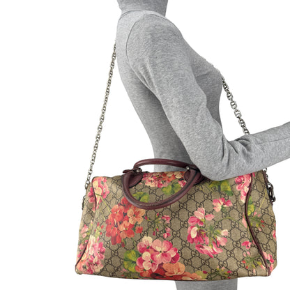 GUCCI GG SUPREME FLORAL BOSTON BAG