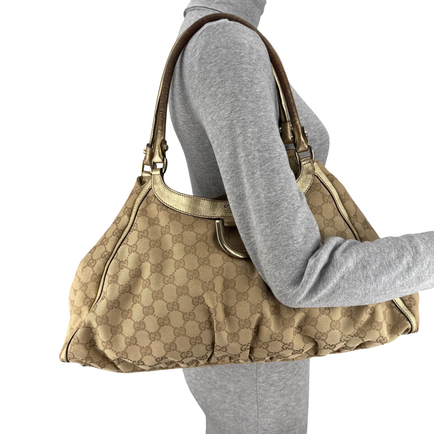 GUCCI D-RING ABBEY BAG GOLD (LARGE)